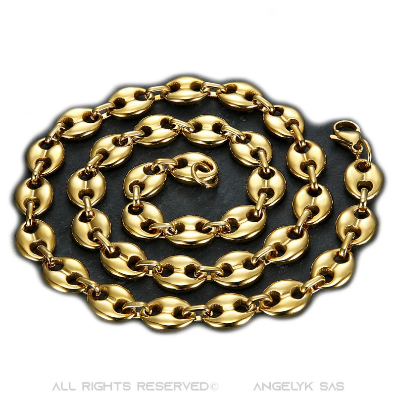 Arturo Vacío Popular Collar de cadena de granos de Café bañados en Oro de Acero - 25,90 -  BOBIJOO Jewelry