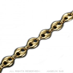 COH0015 BOBIJOO Jewelry Collar de cadena de granos de Café bañados en Oro de Acero