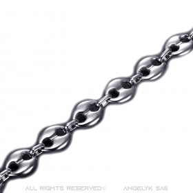 COH0016 BOBIJOO Jewelry Collar de granos de café de acero plateado: 4 tamaños a elegir