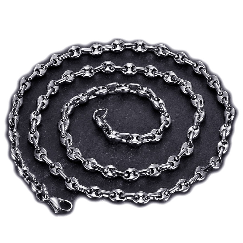COH0016 BOBIJOO Jewelry Coffee bean necklace Silver Steel: 4 sizes to choose from