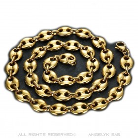 COH0017 BOBIJOO Jewelry Conjunto Collar + Pulsera Grano Café Acero Bañado en Oro