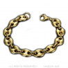 COH0017 BOBIJOO Jewelry Set Necklace + Bracelet Coffee Bean Gold Plated Steel