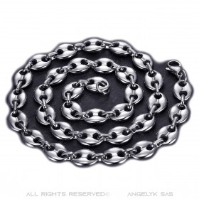 COH0018 BOBIJOO Jewelry Set Necklace + Bracelet Coffee Bean Silver Steel