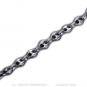Ensemble Collier + Bracelet Grain de Café Acier Argenté bobijoo
