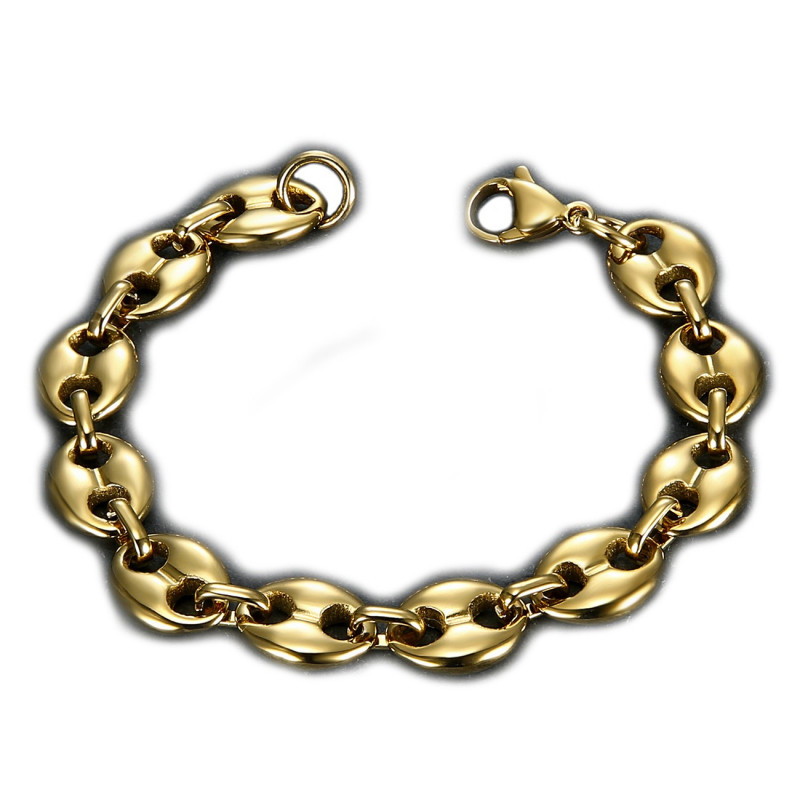 BR0267 BOBIJOO Jewelry Kaffeebohnenarmband Stahl Gold: 4 Größen zur Auswahl