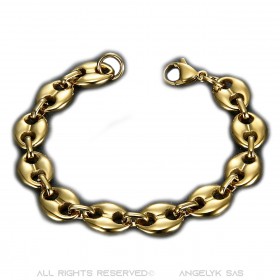 BR0267 BOBIJOO Jewelry Pulsera de granos de café Steel Gold: 4 tamaños a elegir