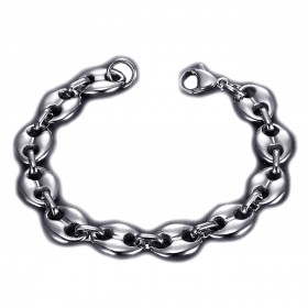 BR0268 BOBIJOO Jewelry Coffee bean bracelet Steel Silver: 4 sizes to choose from