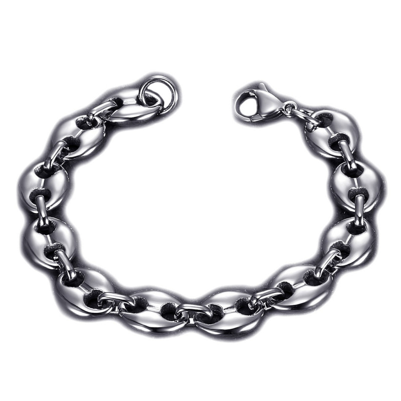 Bracelet grain de café Acier Argent : 4 tailles au choix bobijoo