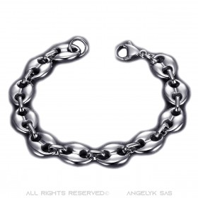 Bracelet grain de café Acier Argent : 4 tailles au choix bobijoo