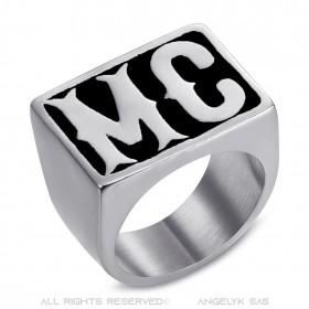 BA0159 BOBIJOO Jewelry Anillo de sello Biker MC Rectángulo Acero inoxidable