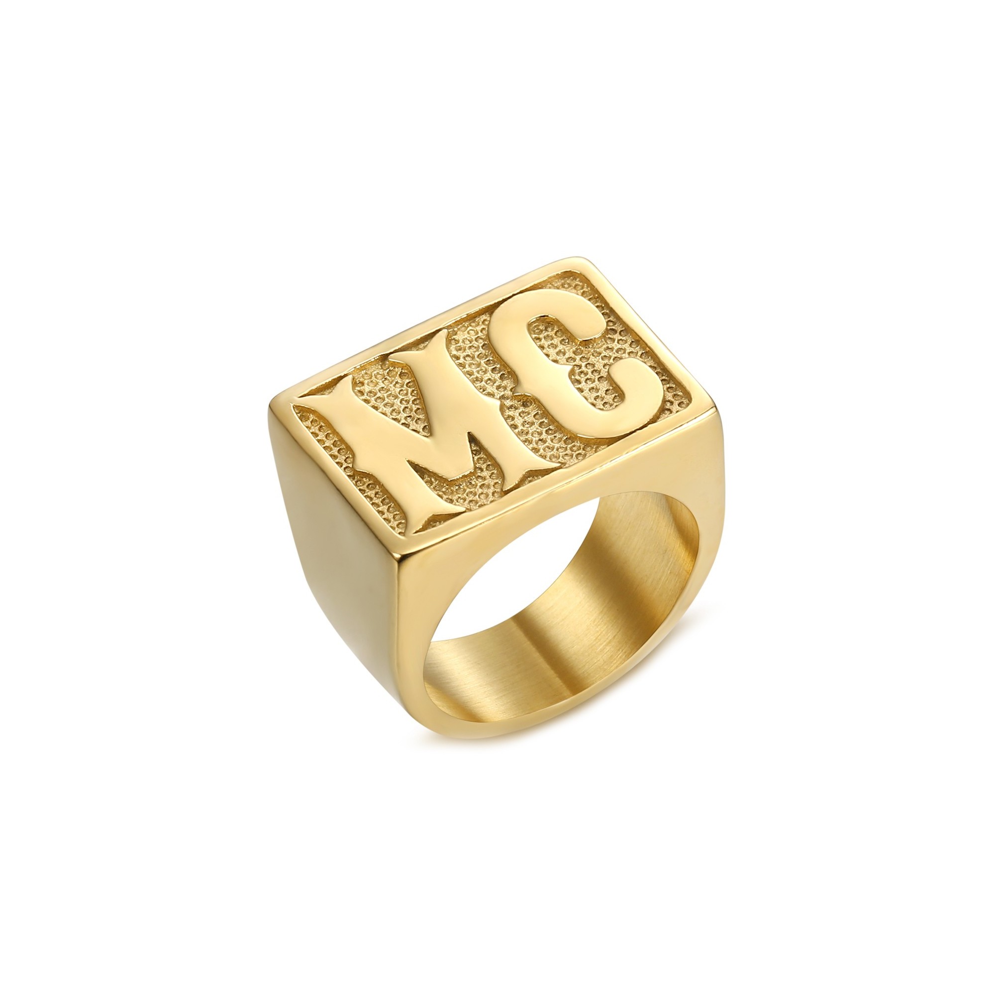Anello biker MC Signet anello uomo Motorcycle Club Steel Gold