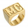 BA0222 BOBIJOO Jewelry Anello Biker MC Signet Ring Uomo Rettangolo Acciaio Oro