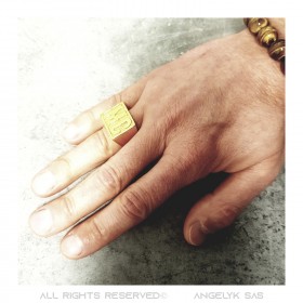 BA0222 BOBIJOO Jewelry Ring Biker MC Siegel Ring Man Rechteck Stahl Gold