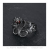 BA0240R BOBIJOO Jewelry Anillo serpiente cobra Orbe de piedra roja Fleur-de-lys Steel