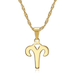 PEF0064 BOBIJOO Jewelry Gold Plated Stainless Steel Zodiac Sign Necklace