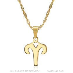 Collier signe astrologique en acier inoxydable plaqué or bobijoo