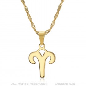 PEF0064 BOBIJOO Jewelry Collar con signo del zodíaco de acero inoxidable chapado en oro