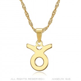Collier signe astrologique en acier inoxydable plaqué or bobijoo