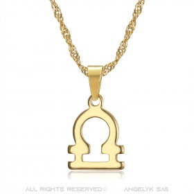 Collier signe astrologique en acier inoxydable plaqué or bobijoo