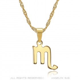 Collier signe astrologique en acier inoxydable plaqué or bobijoo