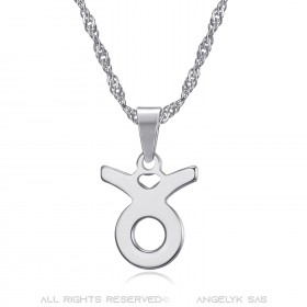 PEF0064S BOBIJOO Jewelry Silver Stainless Steel Zodiac Sign Necklace