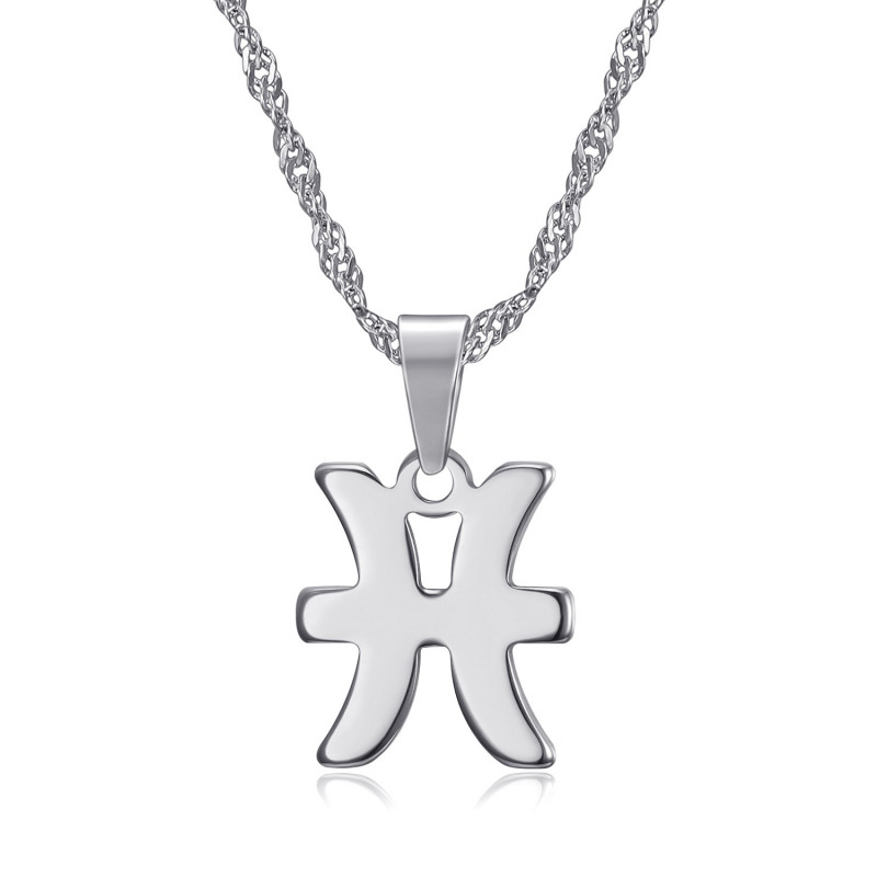 Collier signe astrologique en acier inoxydable argenté bobijoo