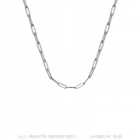 Cavallo in maglia a catena 4 mm, acciaio argentato, fermaglio per carta bobijoo