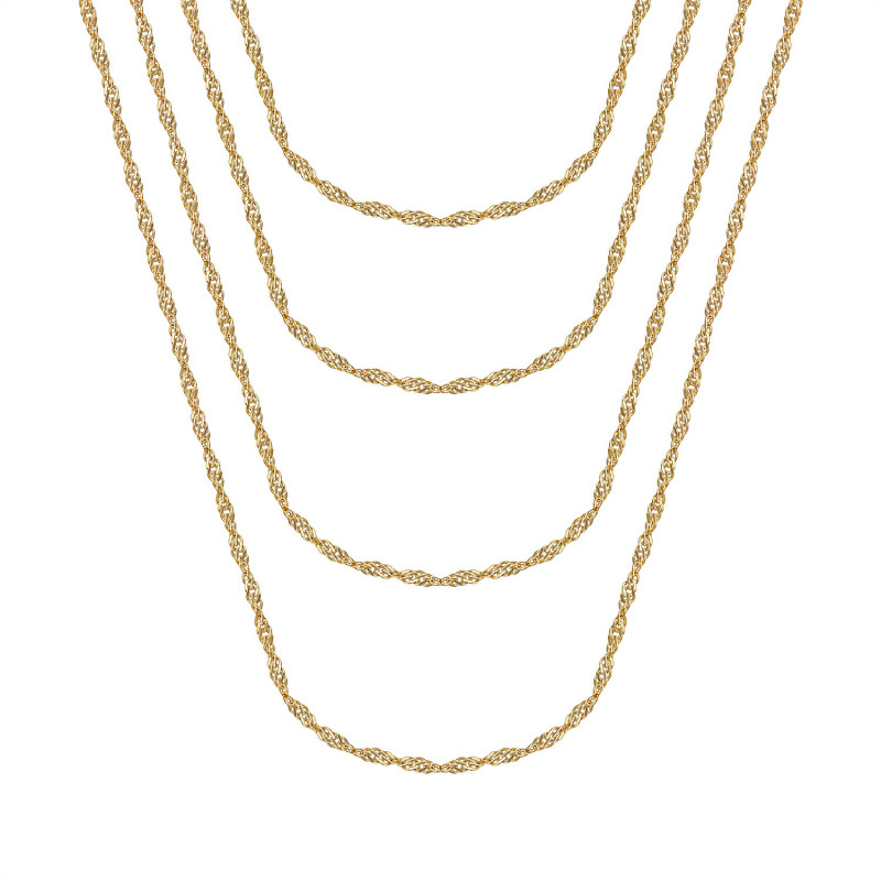16-24" 2mm Ancho Acero Oro Norma Singapur Cadena Collar Colgante sttg Trenzado 