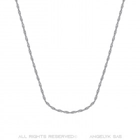 Maille singapour Chaîne femme Acier Argent bobijoo