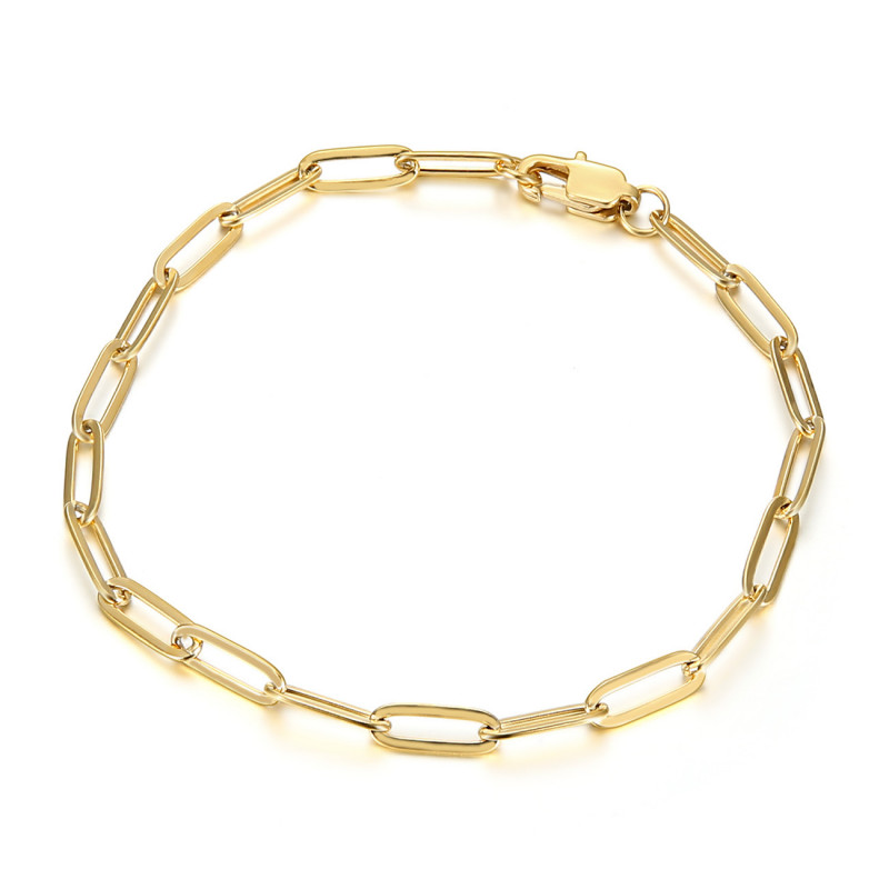 BR0284 BOBIJOO Jewelry Pferdenetz: 4 mm goldenes Posaunenarmband aus Stahl