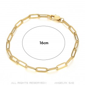 BR0284 BOBIJOO Jewelry Maglia cavallo: bracciale trombone in acciaio dorato da 4 mm