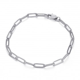 BR0284S BOBIJOO Jewelry Maglia cavallo: bracciale trombone in acciaio da 4 mm argento