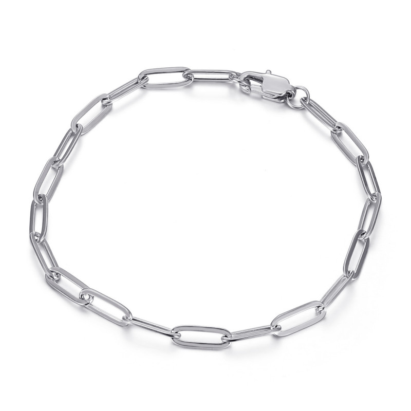 BR0284S BOBIJOO Jewelry Horse mesh: 4mm steel silver trombone bracelet