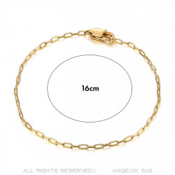 BR0285 BOBIJOO Jewelry Malla de caballo: brazalete de trombón de acero dorado de 2 mm