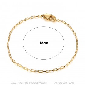 Maille cheval : bracelet trombone 2mm Acier Or bobijoo