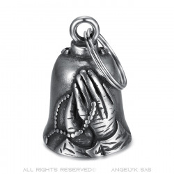 MOT0037 BOBIJOO Jewelry Guardian bell Rosary Hands Prayer 316L Steel