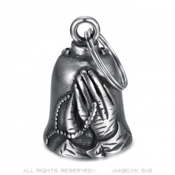 MOT0037 BOBIJOO Jewelry Rosario campana guardiano mani preghiera acciaio 316L