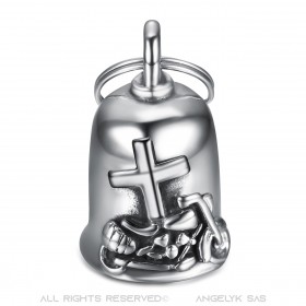 MOT0038 BOBIJOO Jewelry Guardian bell Latin cross Bécane 316L steel