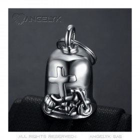 MOT0038 BOBIJOO Jewelry Guardian bell Latin cross Bécane 316L steel