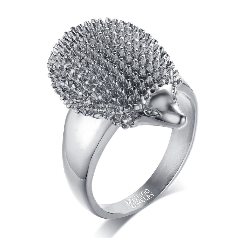 BA0201S BOBIJOO Jewelry Anillo Hedgehog Niglo Acero Inoxidable Plata