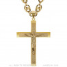 PE0322 BOBIJOO Jewelry Ciondolo Croce di Cristo XXL e chicco di caffè 70 cm in oro