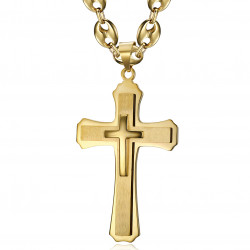 BOBIJOO Jewelry Alle Anhänger Halskette Kette Lateinischen Kreuz Jesus Gott inri hört Stahl Gold Ende 