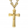 PE0323 BOBIJOO Jewelry XXL Triple Cross Pendant and Coffee Bean 70cm Gold