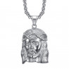 Pendentif tête de Christ Acier Argent et faux diamants bobijoo