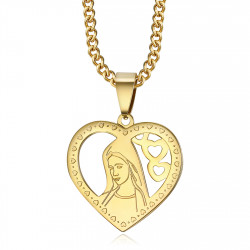 PEF0008 BOBIJOO Jewelry Ciondolo Cuore Vergine Maria Collana Donna Acciaio Oro