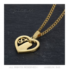 PEF0008 BOBIJOO Jewelry Pendant Heart Virgin Mary Necklace Woman Steel Gold