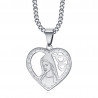 PEF0008S BOBIJOO Jewelry Ciondolo Cuore Vergine Maria Collana Donna Acciaio Argento