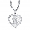 Pendentif Coeur Vierge Marie Collier Femme Acier Argent bobijoo