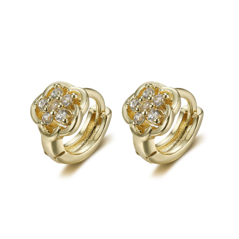 BOE0005 BOBIJOO Jewelry Baby child earrings Gold Gold Flowers Diamonds