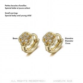 BOE0005 BOBIJOO Jewelry Pendientes bebé niño Oro Oro Flores Diamantes
